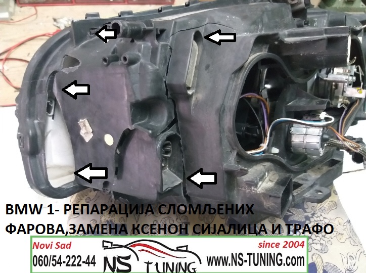 bmw  xenon farovi d1s sijalica reparacija lepljenje dihtovanje poliranje novi sad tuning